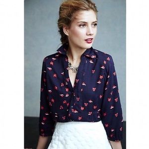 Anthropologie “Woodland Walk” Fox blouse, size 4.